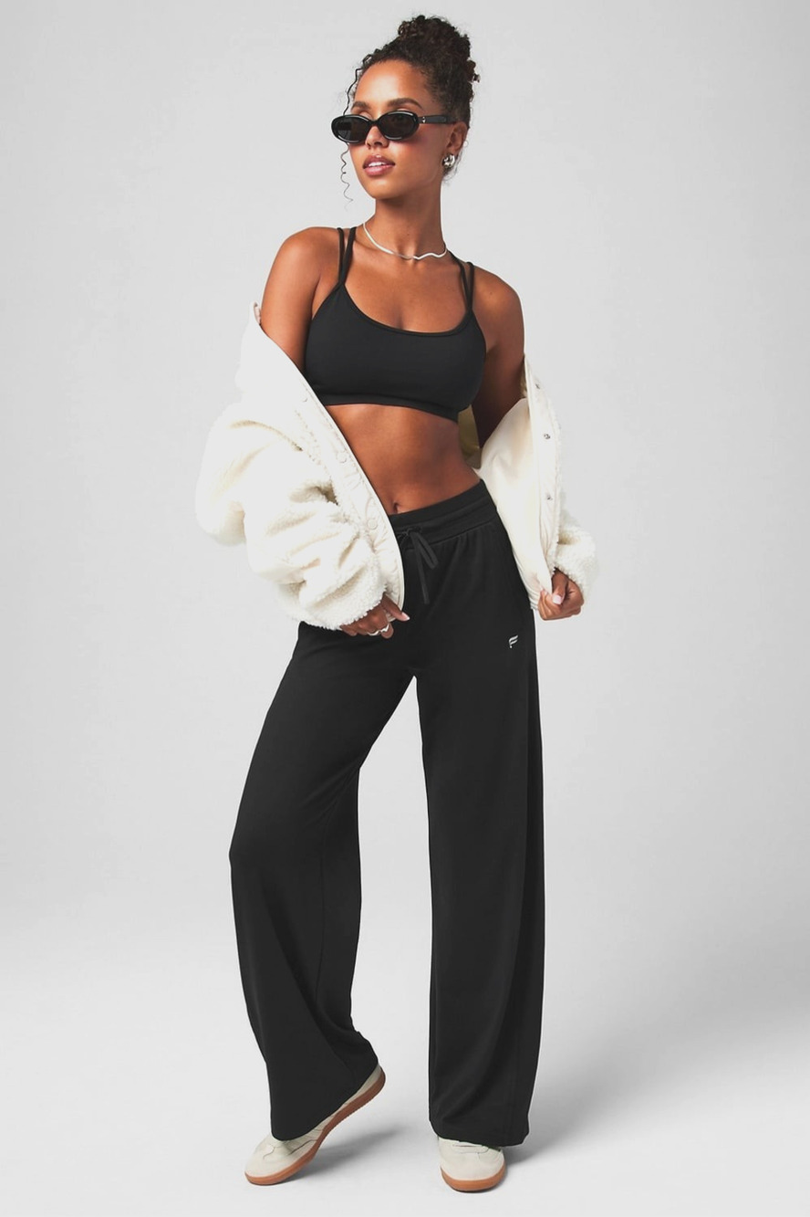 FABLETICS CLOUD Jersey Wide Leg Pants WOMEN Sz XXS (0/2) Black NWT